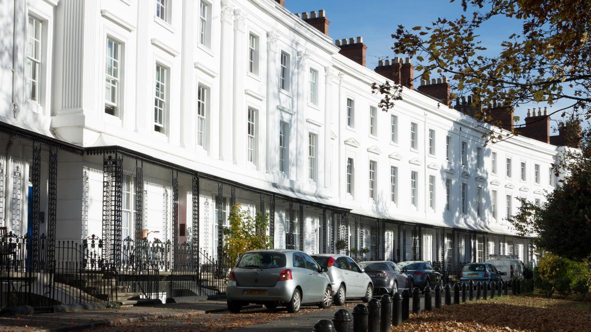 White row of real estate